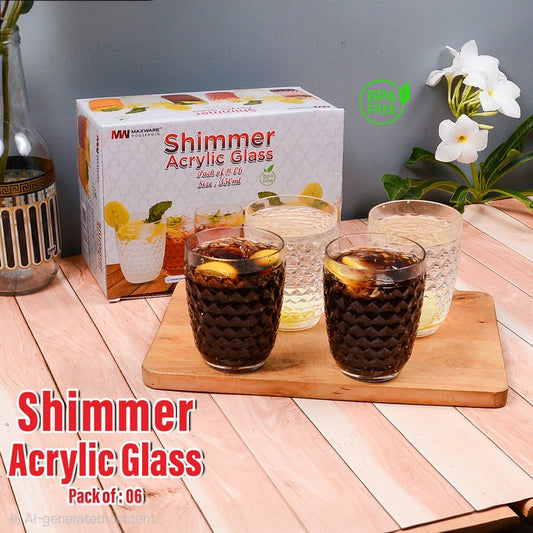 Shimmer Acrylic Glass Pack of 6 PCS